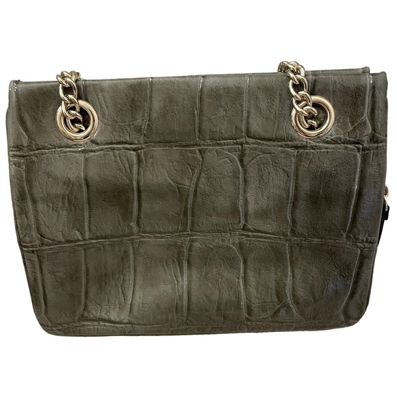 Kate Spade Green Croc Embossed Glossy Chain Strap Bag - Picture 3 of 7